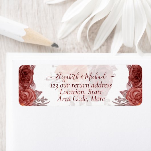 Cinnamon Terracotta HERFST Floral Botanical WEDDIN Etiket (Insitu)