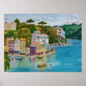 Cinque Terre Coastline Waterverf Poster (Voorkant)