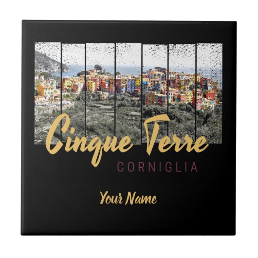 Cinque Terre Corniglia Riomaggiore Italiaanse Vint Tegeltje (Voorkant)