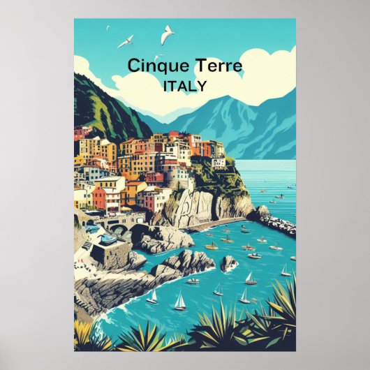 Cinque Terre Digitaal Poster - Kustwandkunst (Voorkant)
