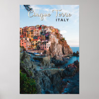 Cinque Terre Italië Aquarel Vintage