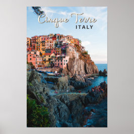 Cinque Terre Italië Aquarel Vintage Poster