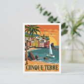 Cinque Terre Italië Beroemde Vintage Reisplaats Briefkaart (Staand voorkant)