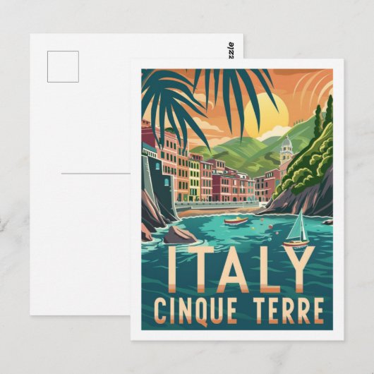 Cinque Terre Italië Beroemde Vintage Reisplaats Briefkaart (Voorkant / Achterkant)