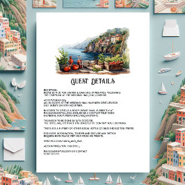 Cinque Terre Italië bruiloft gastgegevens Informatiekaartje