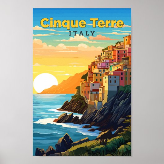 Cinque Terre Italië Reizen Kunst Vintage Poster (Voorkant)
