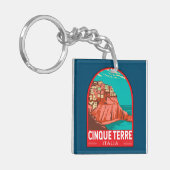 Cinque Terre Italië Reizen Kunst Vintage Sleutelhanger (Voorkant Links)