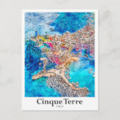 Cinque Terre Italië Reizen Waterverf Hand getekend Briefkaart (Voorkant)