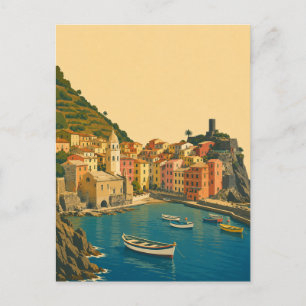 Cinque Terre Italië Retro Reis Italiaanse Rivièra Briefkaart