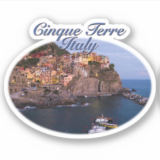 Cinque Terre, Italië: Romantic Evening Sticker (Voorkant)