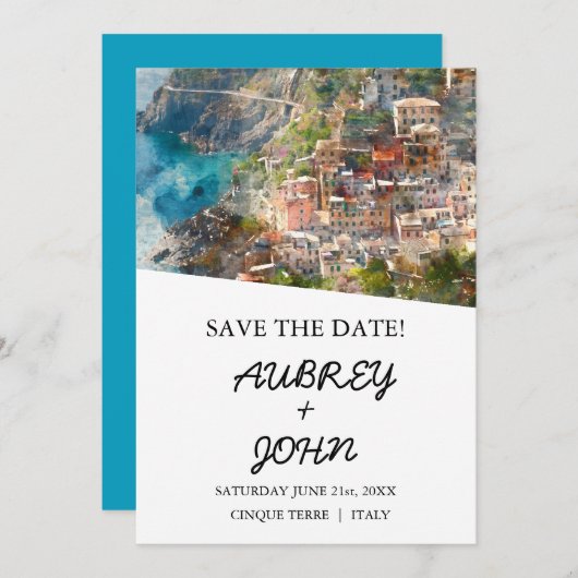 Cinque Terre Italië Save the Date Wedding (Voorkant / Achterkant)