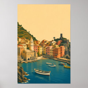 Cinque Terre Italië Vintage Reis Italiaanse Rivièr Poster