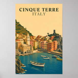 Cinque Terre Italië Vintage Reis Italiaanse Rivièr Poster