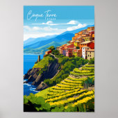 Cinque Terre Italië vintage reisillustratie Poster (Voorkant)
