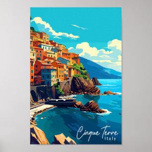 Cinque Terre Italië vintage reisillustratie Poster