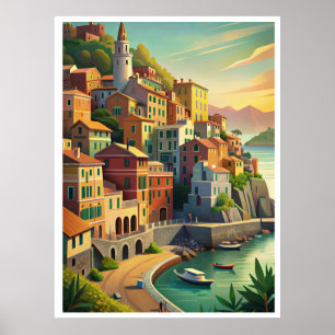Cinque Terre Italië Vintage Reizen Poster
