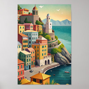 Cinque Terre Italië Vintage Reizen Poster