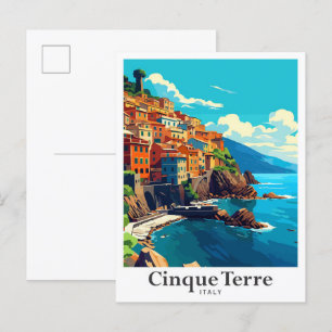 Cinque Terre Italië Vintage Travel Portrait Briefkaart