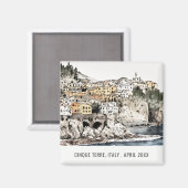 Cinque Terre Italië Zee Waterverf Italiaans reizen Magneet (Voorkant / Achterkant)