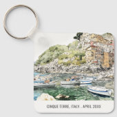 Cinque Terre Italië Zee Waterverf Italiaans reizen Sleutelhanger (Voorkant)