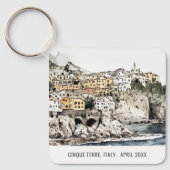 Cinque Terre Italië Zee Waterverf Italiaans reizen Sleutelhanger (Voorkant)