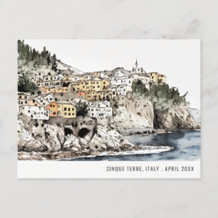 Cinque Terre, Italië Zeewaterverf Italiaanse Reis Briefkaart