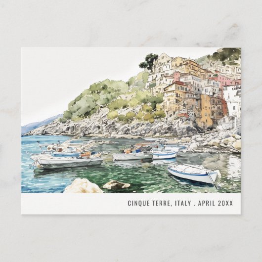 Cinque Terre, Italië Zeewaterverf Italiaanse Reis Briefkaart (Voorkant)