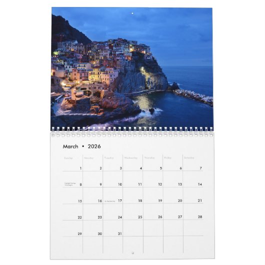 Cinque Terre Italy 2018 Tourism Holiday Kalender (Mar 2026)