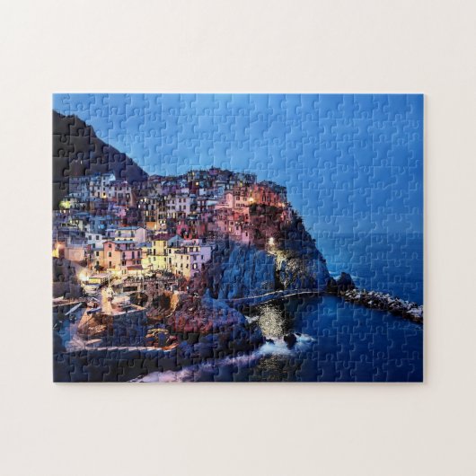 Cinque Terre Italy Night Scene Painting Puzzle Legpuzzel (Horizontaal)