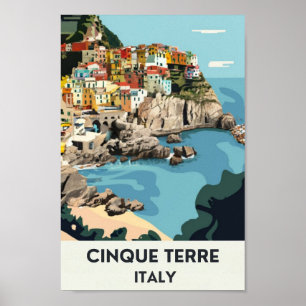 Cinque Terre Italy Vintage Travel, Poster