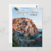 Cinque Terre Italy Waterverf  Briefkaart (Voorkant / Achterkant)