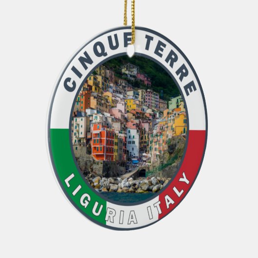 Cinque Terre Italy Waterverf  Cirkel Keramisch Ornament (Rechts)