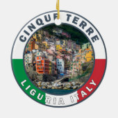 Cinque Terre Italy Waterverf  Cirkel Keramisch Ornament (Achterkant)