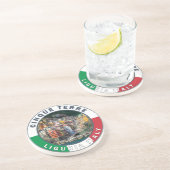 Cinque Terre Italy Waterverf  Cirkel Zandsteen Onderzetter (Zijkant)