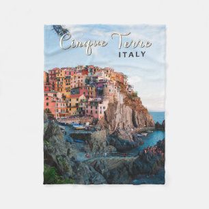 Cinque Terre Italy Waterverf  Fleece Deken