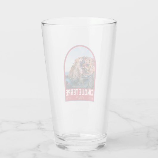 Cinque Terre Italy Waterverf  Glas (Achterkant)