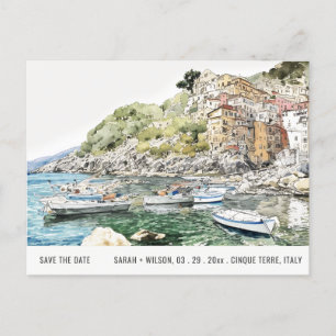 Cinque Terre Italy Zee Waterverf Save the Date Briefkaart