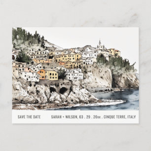 Cinque Terre Italy Zee Waterverf Save the Date Briefkaart
