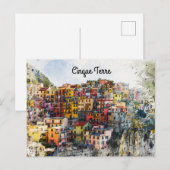 Cinque Terre Liguria Italië scène waterverf zomer Briefkaart (Voorkant / Achterkant)
