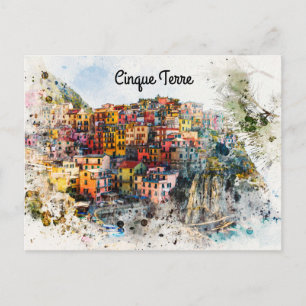 Cinque Terre Liguria Italië scène waterverf zomer Briefkaart