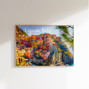 Cinque Terre Ligurië Italië Kleurrijke Huizen Schi Poster