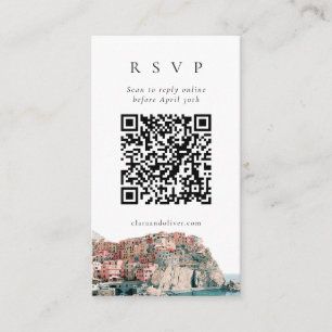 Cinque Terre QR-code RSVP-kaart voor dorp op klif Informatiekaartje