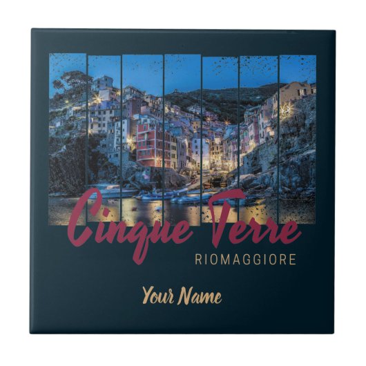 Cinque Terre Riomaggiore Italiaans souvenir Tegeltje (Voorkant)