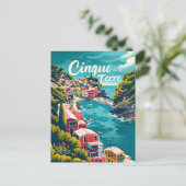 Cinque Terre Vintage Briefkaart (Staand voorkant)