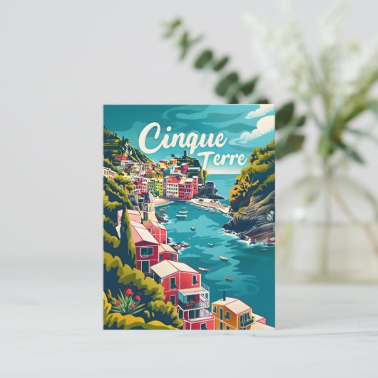 Cinque Terre Vintage Briefkaart (Staand voorkant)