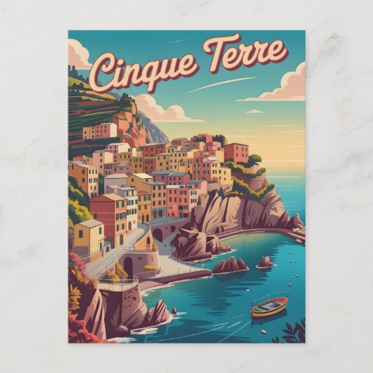 Cinque Terre-vintage Briefkaart (Voorkant)