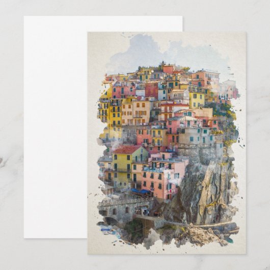 Cinque Terre Waterverf Art (Voorkant / Achterkant)