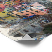 Cinque Terre Waterverf Art Poster (Hoek)