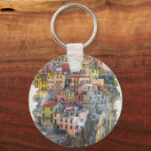 Cinque Terre Waterverf Art Sleutelhanger (Voorkant)