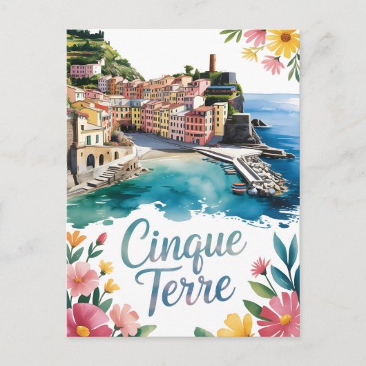 Cinque Terre-waterverf Briefkaart (Voorkant)